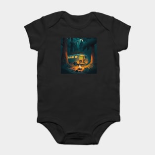 Camping Adventure in the Forest, Campire at Night Baby Bodysuit